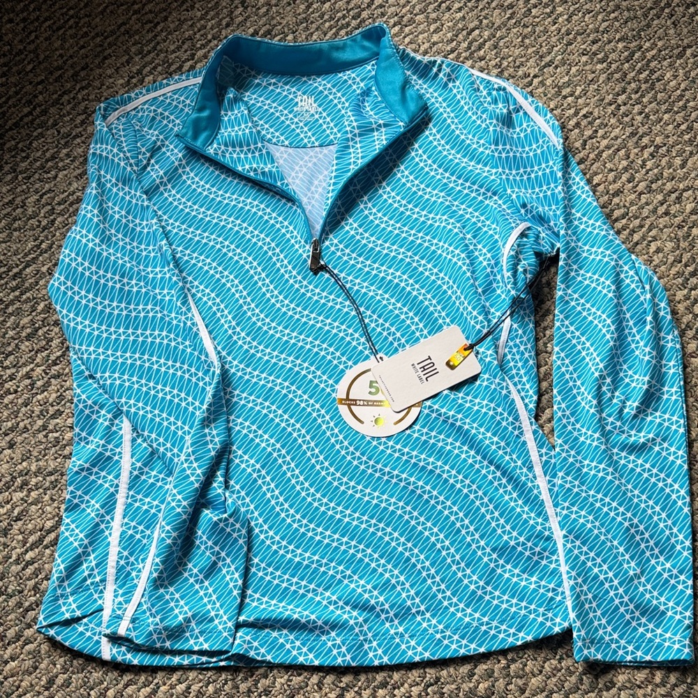 Tail Turquoise Geometric Quarter-Zip Active Top